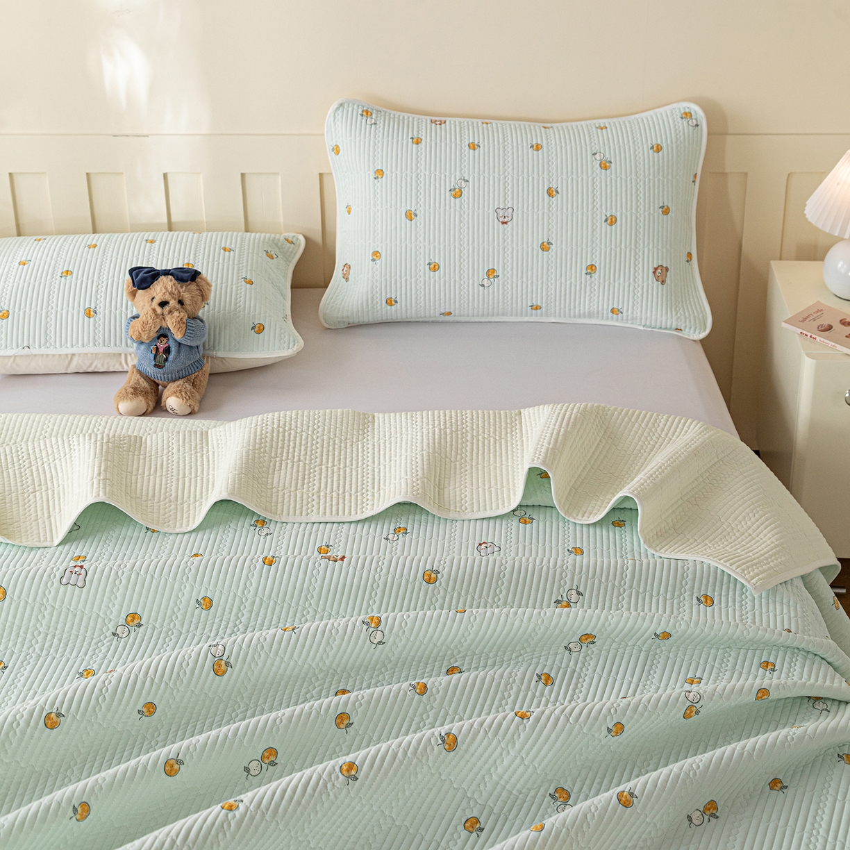 91家纺网 家纺一手货源 找家纺 源舜家纺 2026新款锦氨印花凉感床盖三件套 萌宠乐园