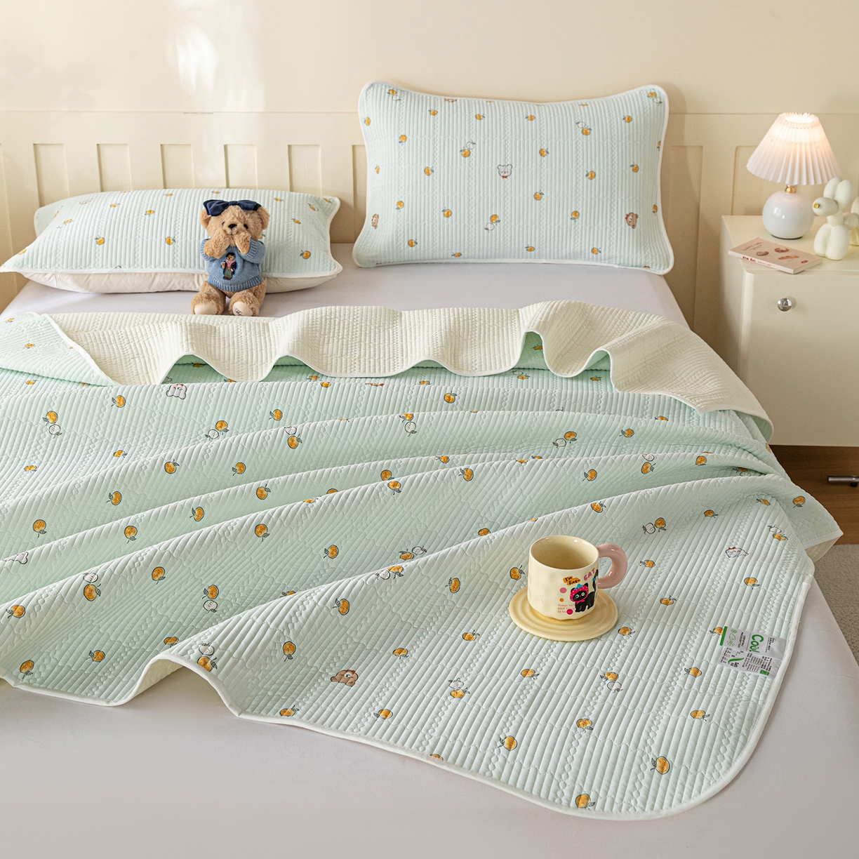 91家纺网 家纺一手货源 找家纺 源舜家纺 2026新款锦氨印花凉感床盖三件套 萌宠乐园