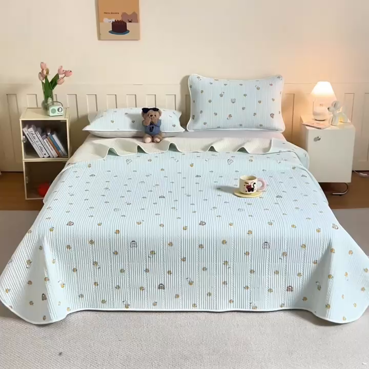 91家纺网 家纺一手货源 找家纺 源舜家纺 2026新款锦氨印花凉感床盖三件套 萌宠乐园