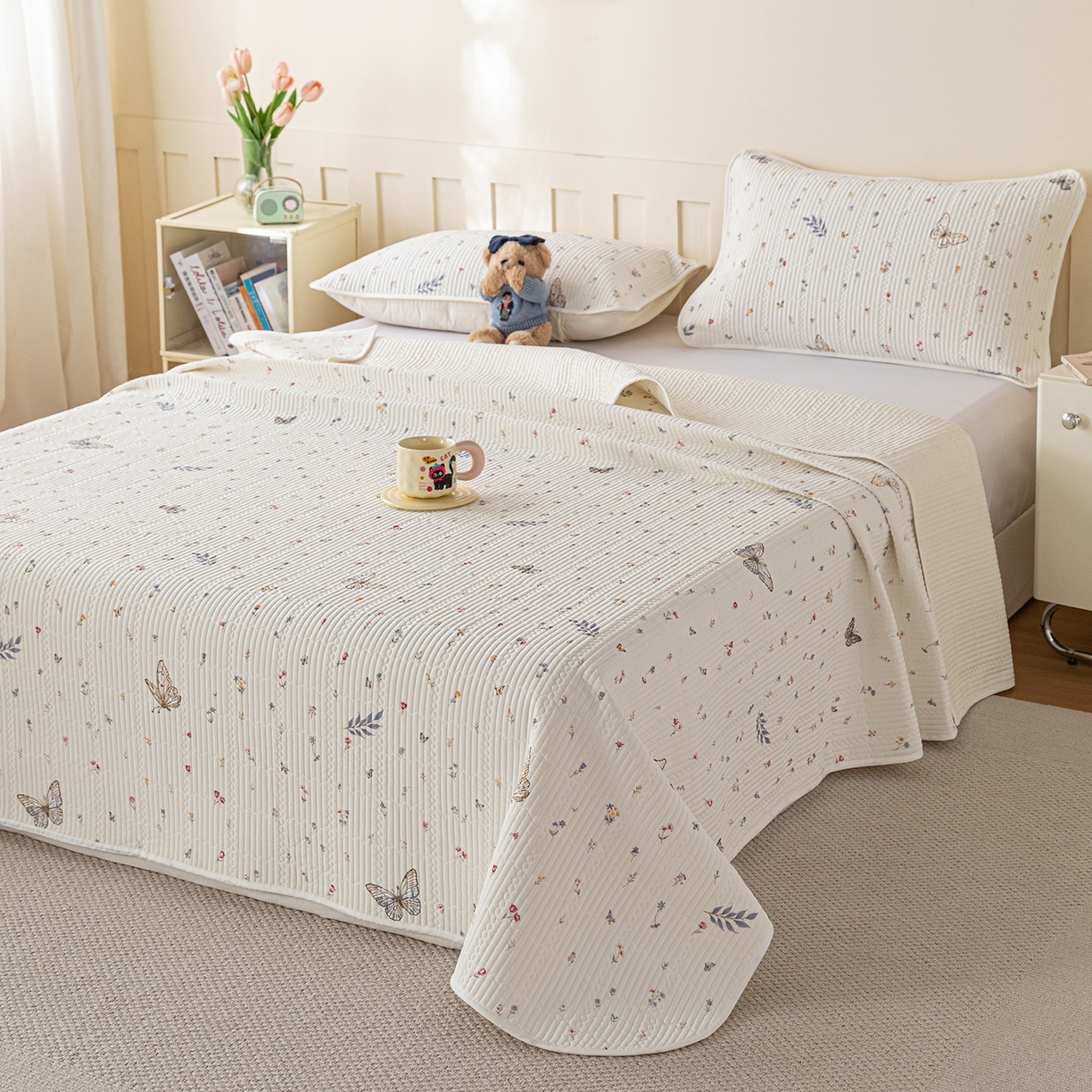 91家纺网 家纺一手货源 找家纺 源舜家纺 2026新款锦氨印花凉感床盖三件套 梦境