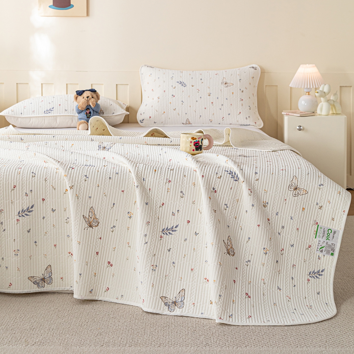 91家纺网 家纺一手货源 找家纺 源舜家纺 2026新款锦氨印花凉感床盖三件套 梦境