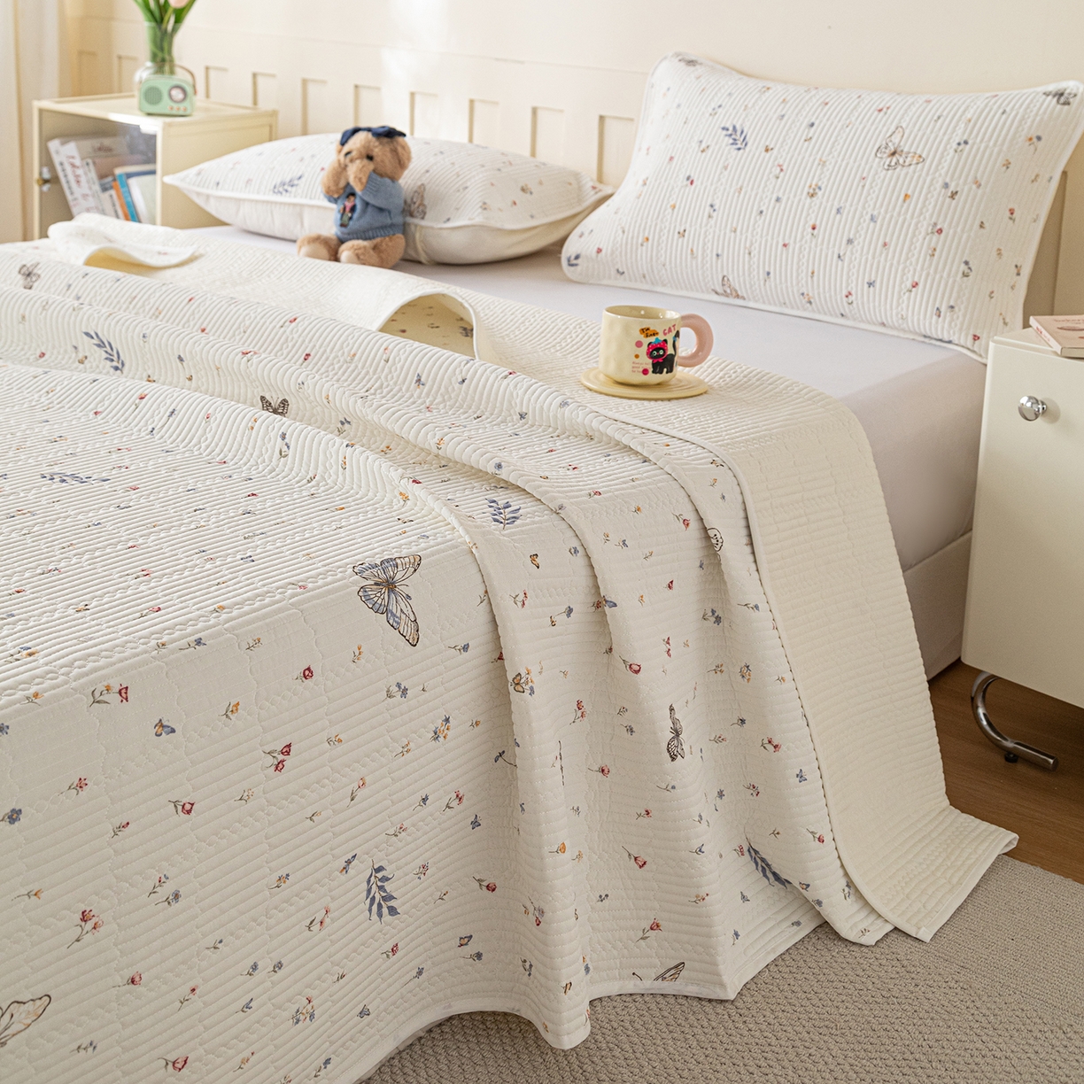 91家纺网 家纺一手货源 找家纺 源舜家纺 2026新款锦氨印花凉感床盖三件套 梦境