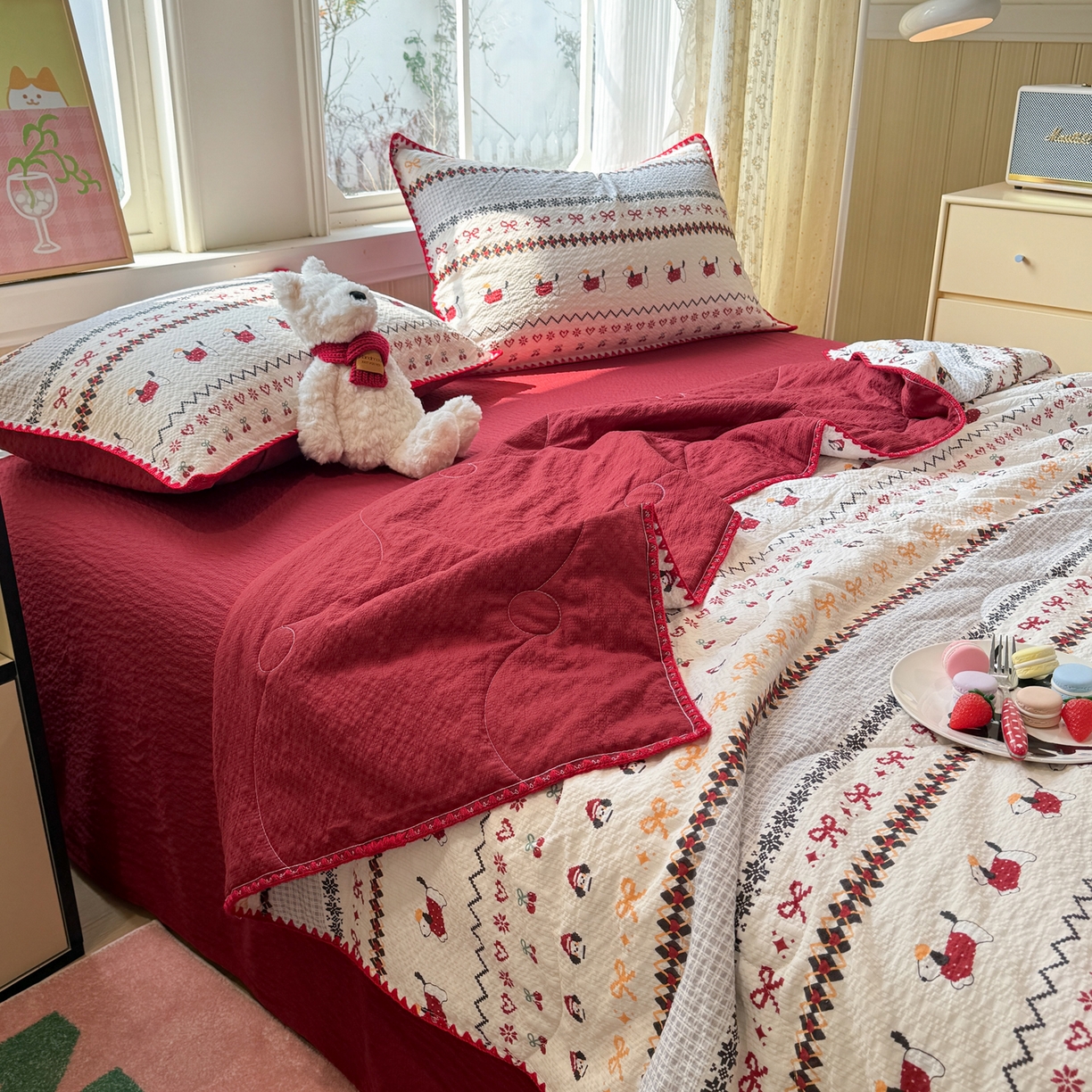 91家纺网 家纺一手货源 找家纺 慕澄家纺 2026新款泡芙棉贝壳边印花夏被四件套 夏被-童话镇