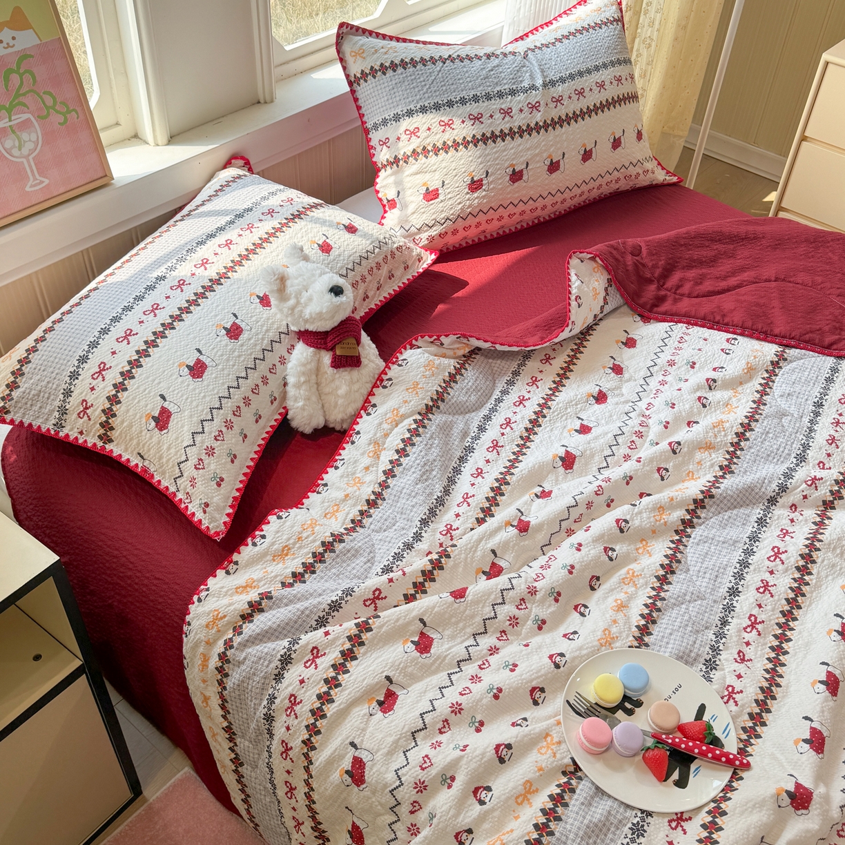 91家纺网 家纺一手货源 找家纺 慕澄家纺 2026新款泡芙棉贝壳边印花夏被四件套 夏被-童话镇