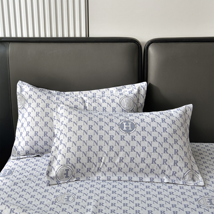 91家纺网 家纺一手货源 找家纺 星窝家纺 2026新款花边老粗布凉席三件套 潮流字母-灰