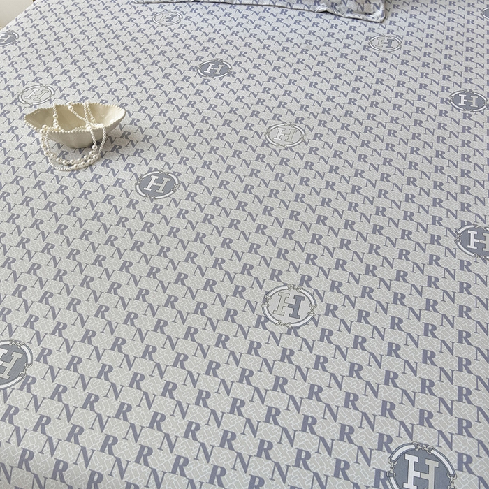 91家纺网 家纺一手货源 找家纺 星窝家纺 2026新款花边老粗布凉席三件套 潮流字母-灰