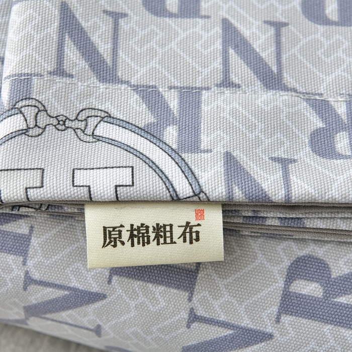 91家纺网 家纺一手货源 找家纺 星窝家纺 2026新款花边老粗布凉席三件套 潮流字母-灰