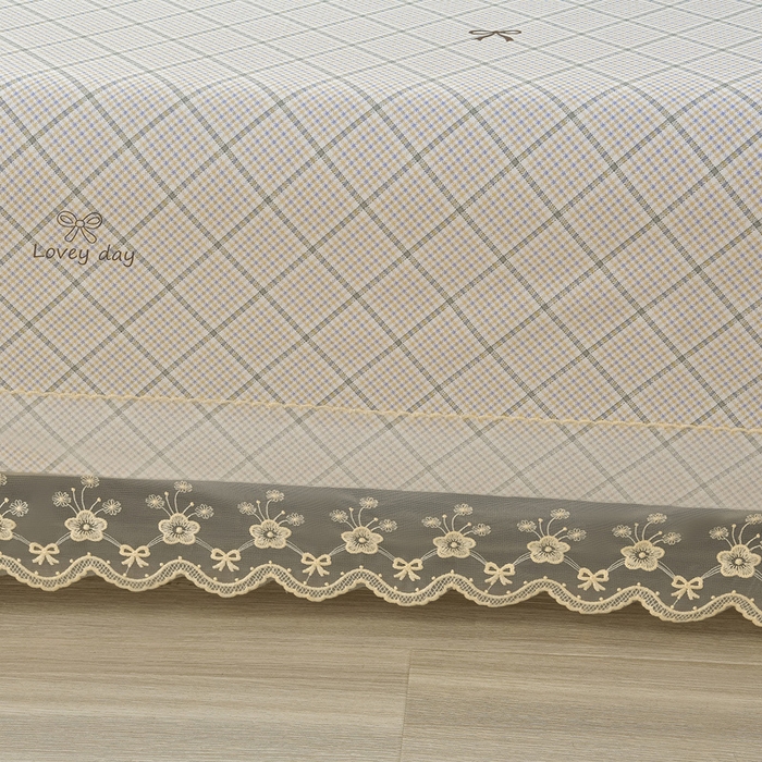 91家纺网 家纺一手货源 找家纺 星窝家纺 2026新款花边老粗布凉席三件套 初恋心语