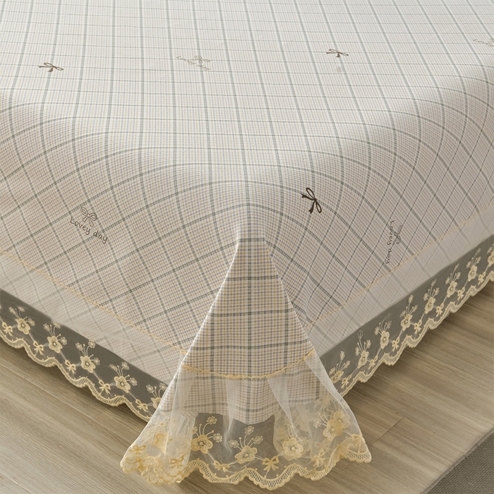 91家纺网 家纺一手货源 找家纺 星窝家纺 2026新款花边老粗布凉席三件套 初恋心语