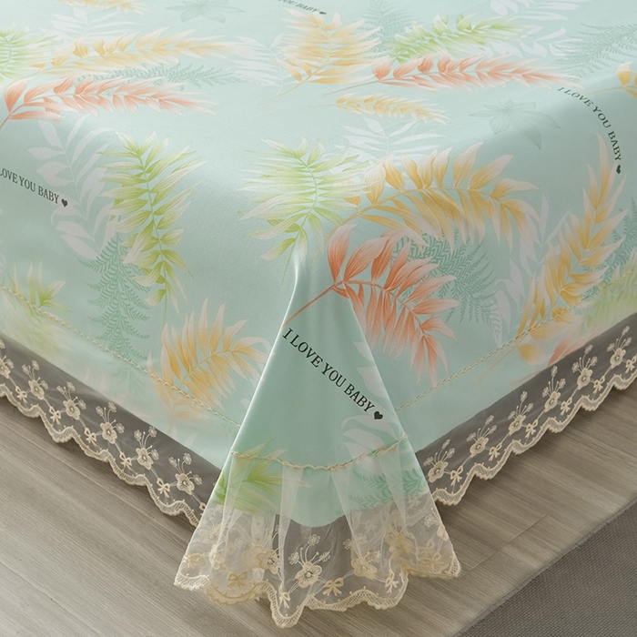 91家纺网 家纺一手货源 找家纺 星窝家纺 2026新款花边老粗布凉席三件套 春风里-绿