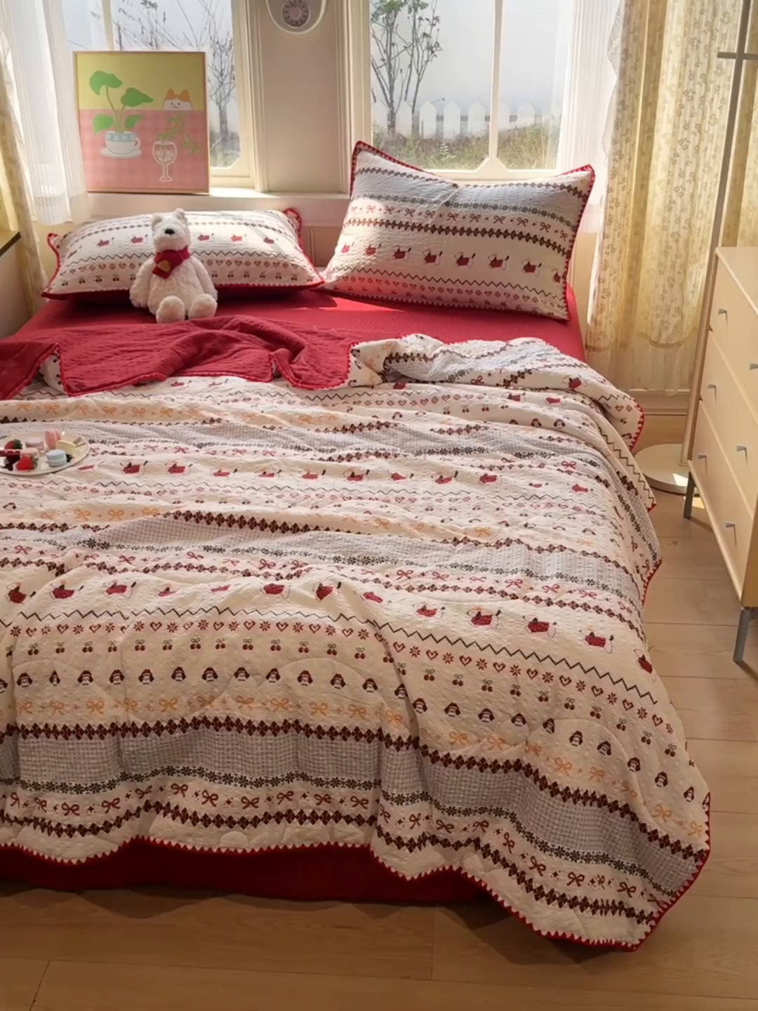 91家纺网 家纺一手货源 找家纺 慕澄家纺 2026新款泡芙棉贝壳边印花夏被四件套 夏被-童话镇
