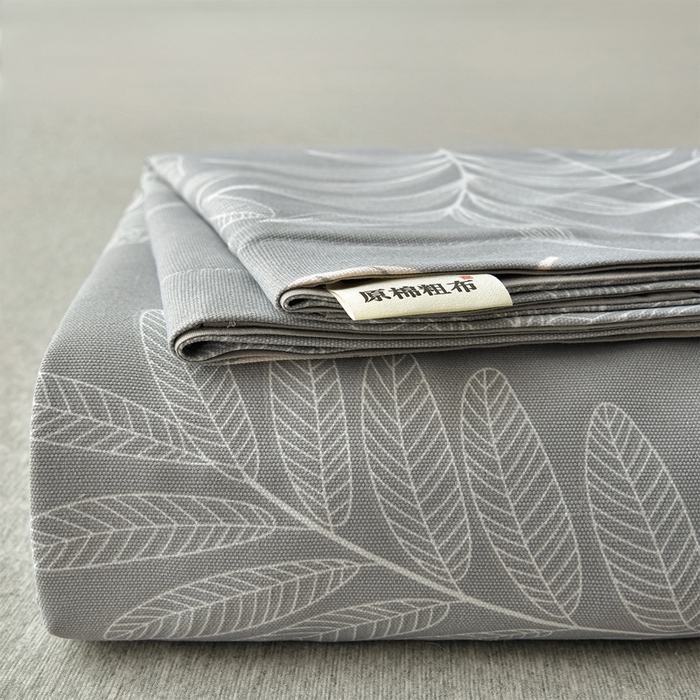 91家纺网 家纺一手货源 找家纺 星窝家纺 2026新款花边老粗布凉席三件套 春旭日-灰