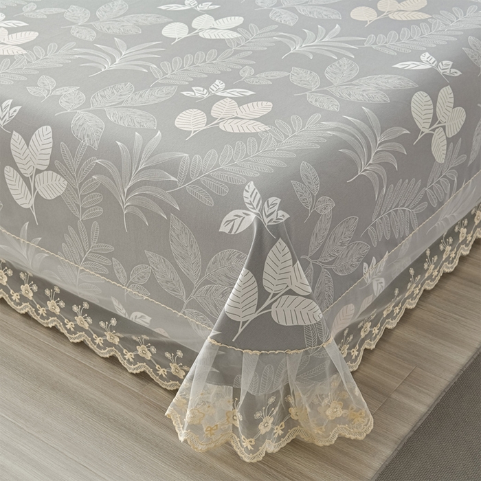 91家纺网 家纺一手货源 找家纺 星窝家纺 2026新款花边老粗布凉席三件套 春旭日-灰