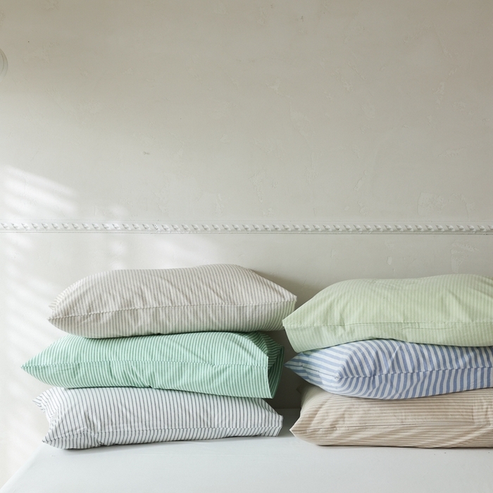 91家纺网 家纺一手货源 找家纺 （总）棉眠 2026新款调色盘水洗棉混搭单品系列-条纹单枕套