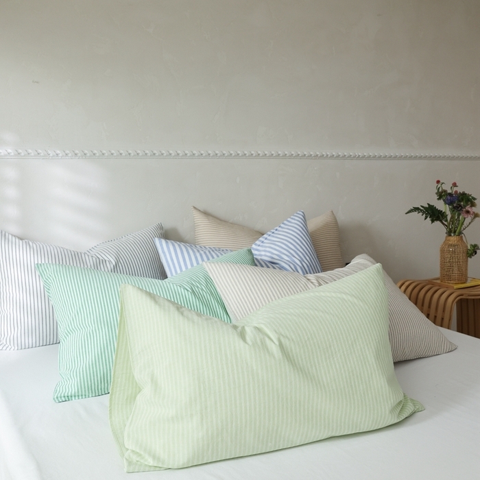 91家纺网 家纺一手货源 找家纺 （总）棉眠 2026新款调色盘水洗棉混搭单品系列-条纹单枕套