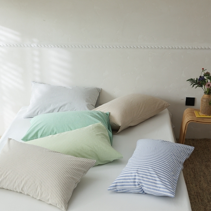 91家纺网 家纺一手货源 找家纺 （总）棉眠 2026新款调色盘水洗棉混搭单品系列-条纹单枕套