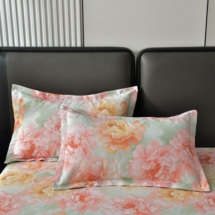 91家纺网 家纺一手货源 找家纺 星窝家纺 2026新款花边老粗布凉席三件套 花暖迎春