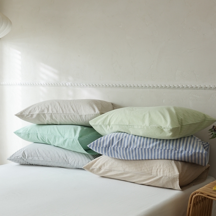 91家纺网 家纺一手货源 找家纺 （总）棉眠 2026新款调色盘水洗棉混搭单品系列-条纹单枕套