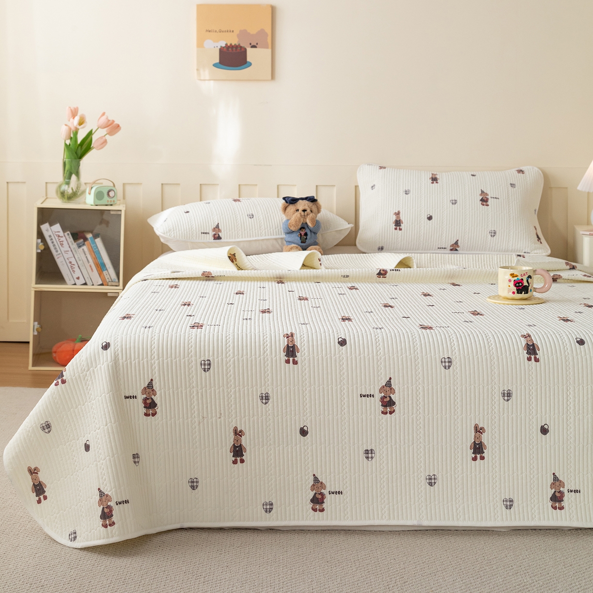 91家纺网 家纺一手货源 找家纺 源舜家纺 2026新款锦氨印花凉感床盖三件套 优漫卡通