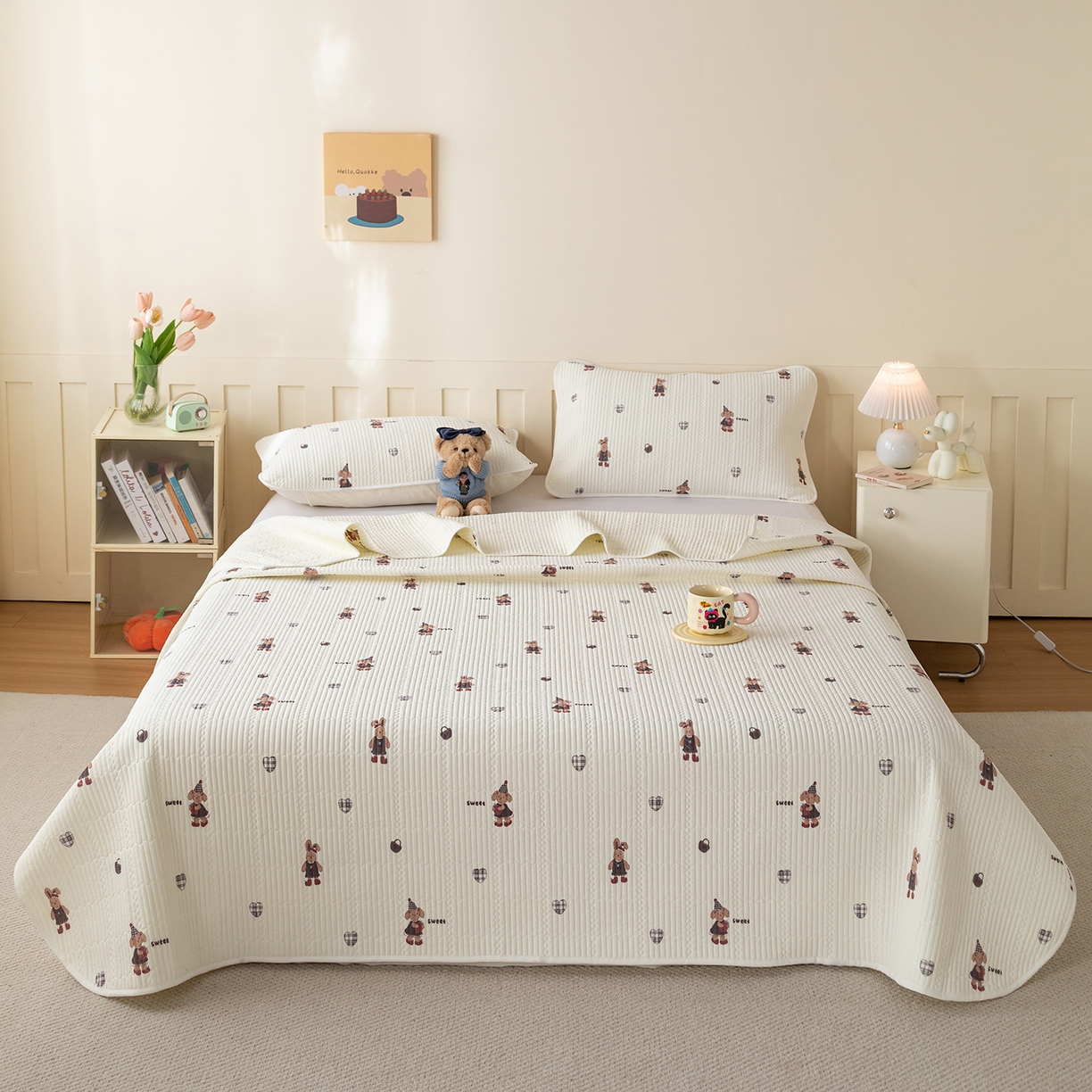 源舜家纺 2026新款锦氨印花凉感床盖三件套 优漫卡通