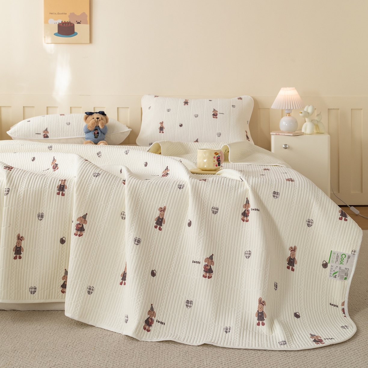 91家纺网 家纺一手货源 找家纺 源舜家纺 2026新款锦氨印花凉感床盖三件套 优漫卡通