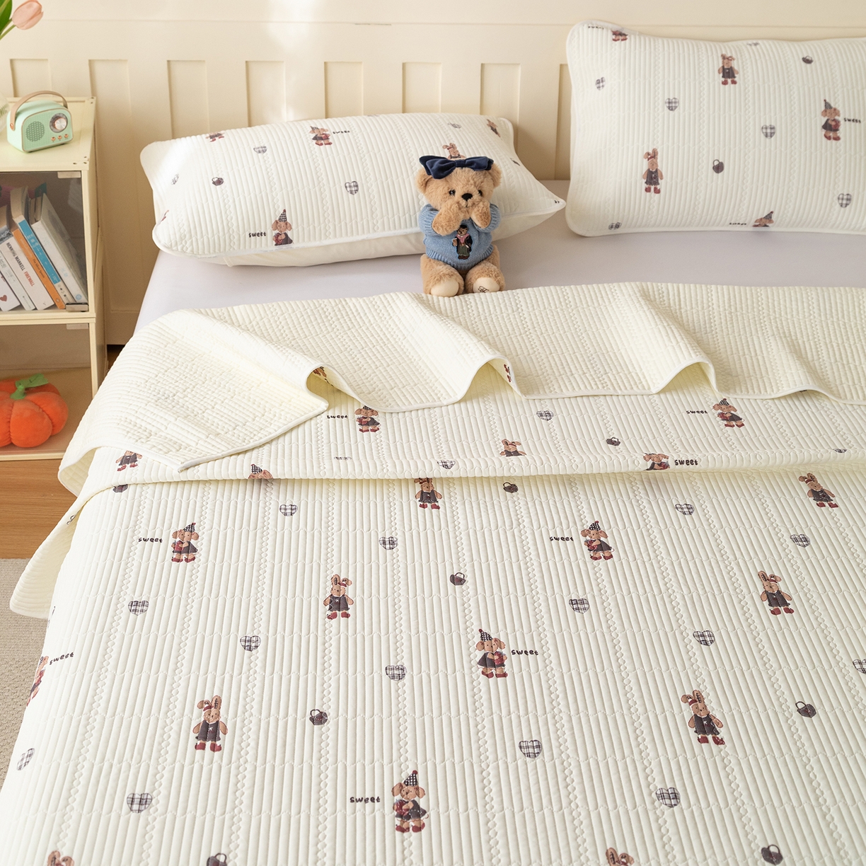 91家纺网 家纺一手货源 找家纺 源舜家纺 2026新款锦氨印花凉感床盖三件套 优漫卡通