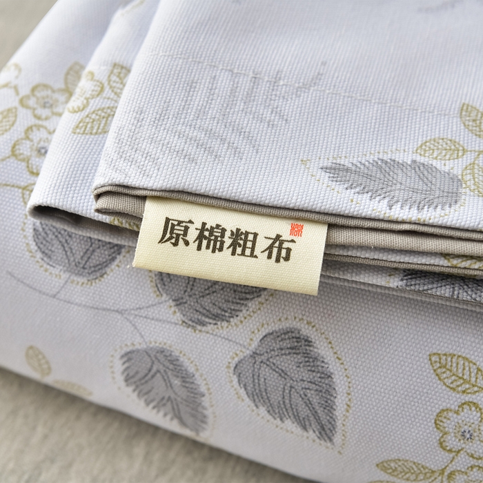 91家纺网 家纺一手货源 找家纺 星窝家纺 2026新款花边老粗布凉席三件套 花叶扶苏-灰