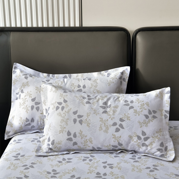 91家纺网 家纺一手货源 找家纺 星窝家纺 2026新款花边老粗布凉席三件套 花叶扶苏-灰