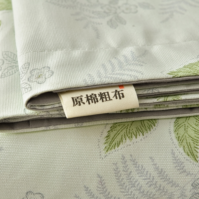 91家纺网 家纺一手货源 找家纺 星窝家纺 2026新款花边老粗布凉席三件套 花叶扶苏-绿