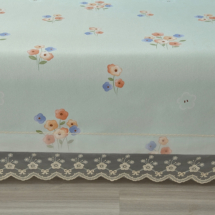 91家纺网 家纺一手货源 找家纺 星窝家纺 2026新款花边老粗布凉席三件套 嘉百丽-绿