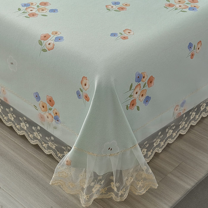 91家纺网 家纺一手货源 找家纺 星窝家纺 2026新款花边老粗布凉席三件套 嘉百丽-绿