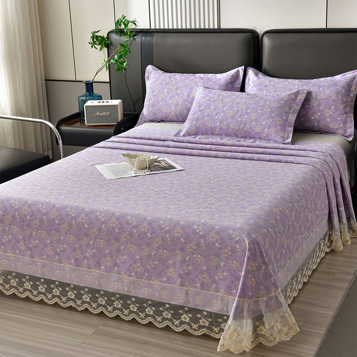 星窝家纺 2026新款花边老粗布凉席三件套 绮梦韵彩