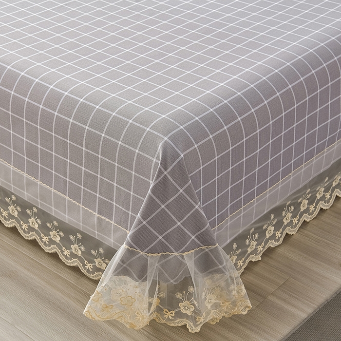 91家纺网 家纺一手货源 找家纺 星窝家纺 2026新款花边老粗布凉席三件套 浅灰雅格