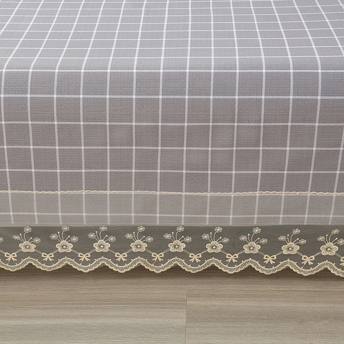 91家纺网 家纺一手货源 找家纺 星窝家纺 2026新款花边老粗布凉席三件套 浅灰雅格