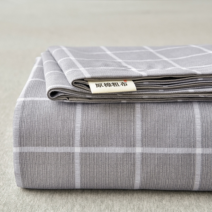 91家纺网 家纺一手货源 找家纺 星窝家纺 2026新款花边老粗布凉席三件套 浅灰雅格