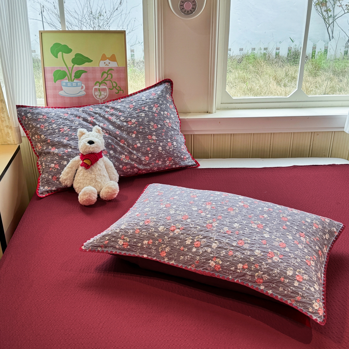 91家纺网 家纺一手货源 找家纺 慕澄家纺 2026新款泡芙棉贝壳边印花夏被四件套 夏被-午夜花园