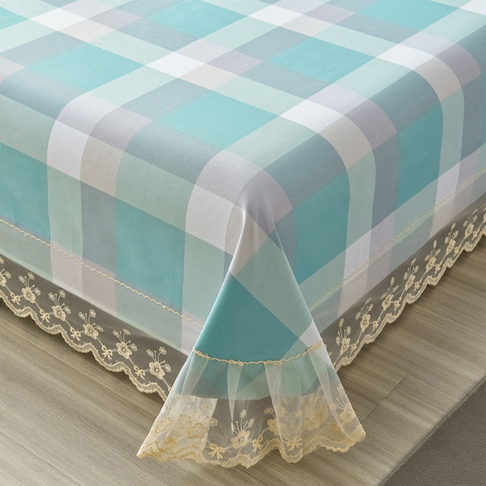 91家纺网 家纺一手货源 找家纺 星窝家纺 2026新款花边老粗布凉席三件套 青春活力-蓝