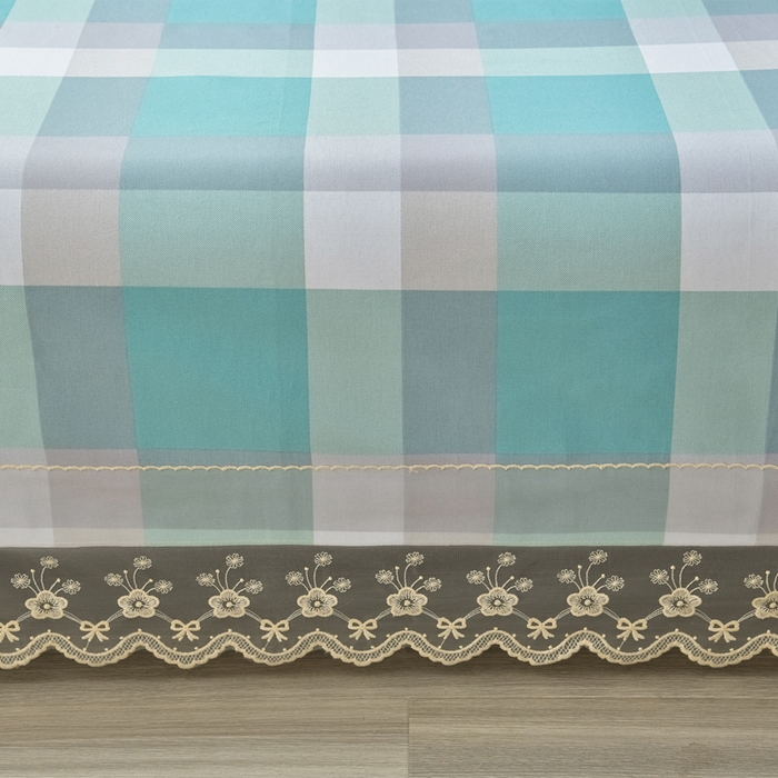 91家纺网 家纺一手货源 找家纺 星窝家纺 2026新款花边老粗布凉席三件套 青春活力-蓝