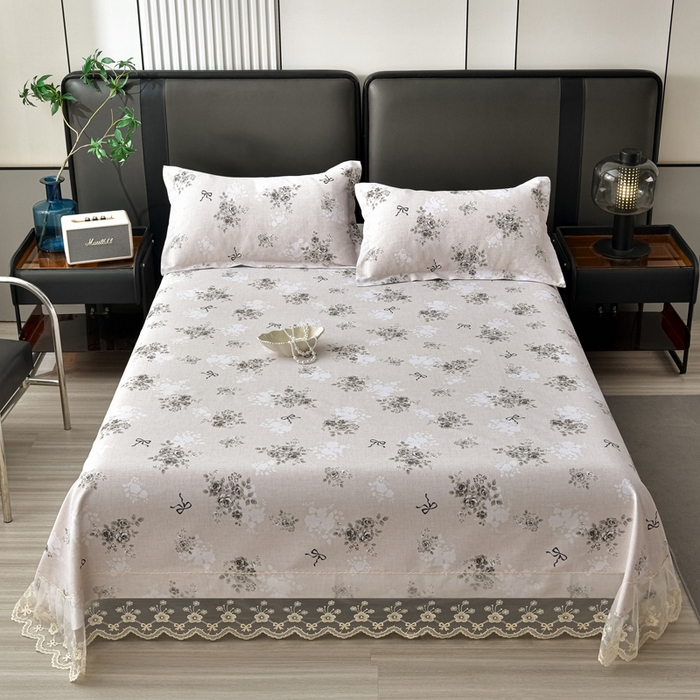 91家纺网 家纺一手货源 找家纺 星窝家纺 2026新款花边老粗布凉席三件套 若瑄