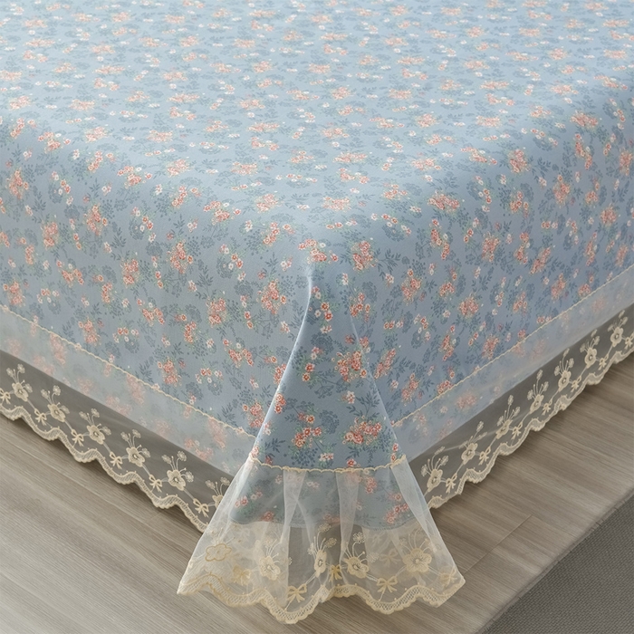 91家纺网 家纺一手货源 找家纺 星窝家纺 2026新款花边老粗布凉席三件套 山樱漫语-灰