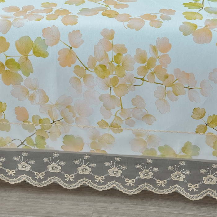 91家纺网 家纺一手货源 找家纺 星窝家纺 2026新款花边老粗布凉席三件套 宛若黎光-绿