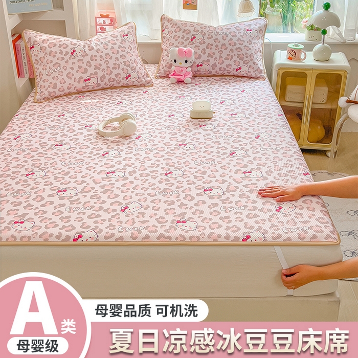 莱米家纺 2026新款斜纹凉感床席冰豆豆系列 豹纹小猫