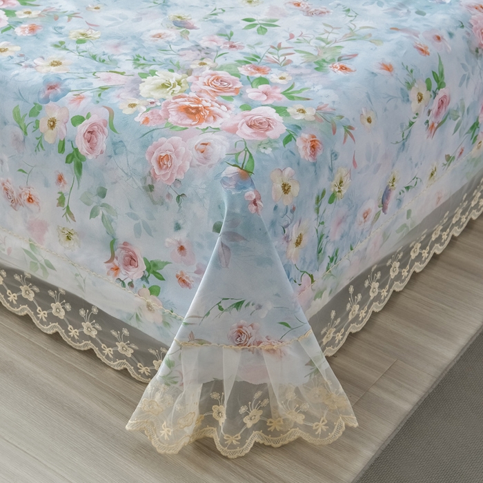 91家纺网 家纺一手货源 找家纺 星窝家纺 2026新款花边老粗布凉席三件套 微澜