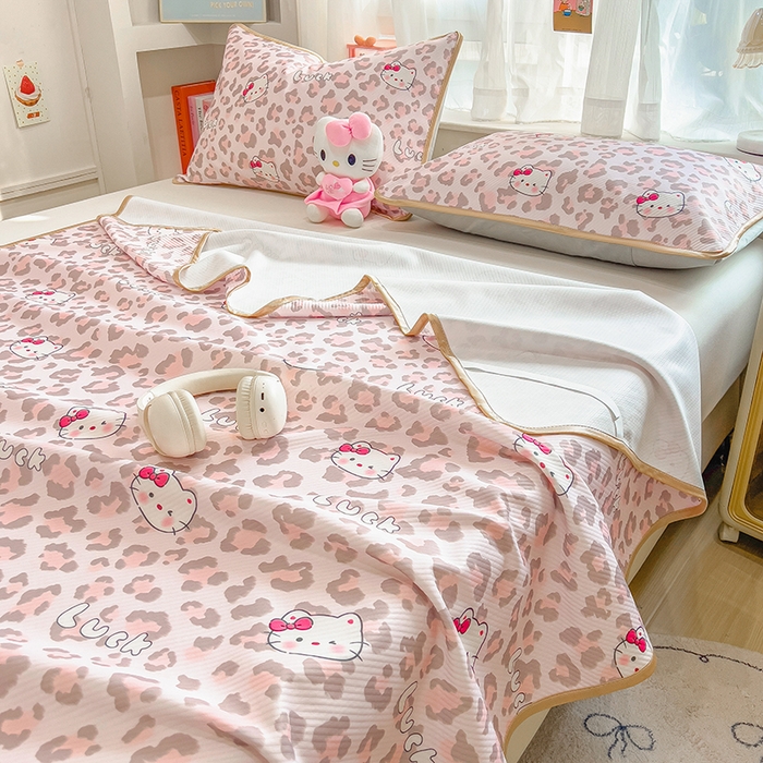 91家纺网 家纺一手货源 找家纺 莱米家纺 2026新款斜纹凉感床席冰豆豆系列 豹纹小猫