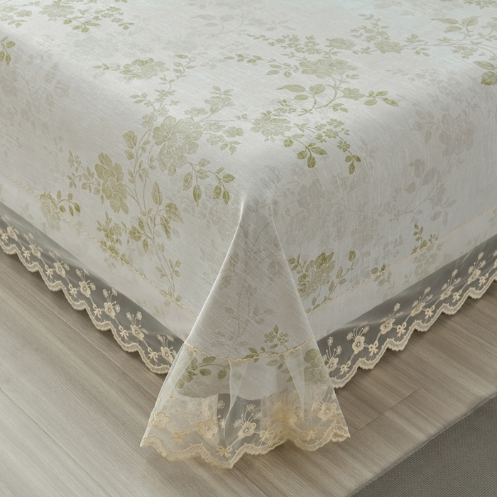 91家纺网 家纺一手货源 找家纺 星窝家纺 2026新款花边老粗布凉席三件套 香颂花影-绿