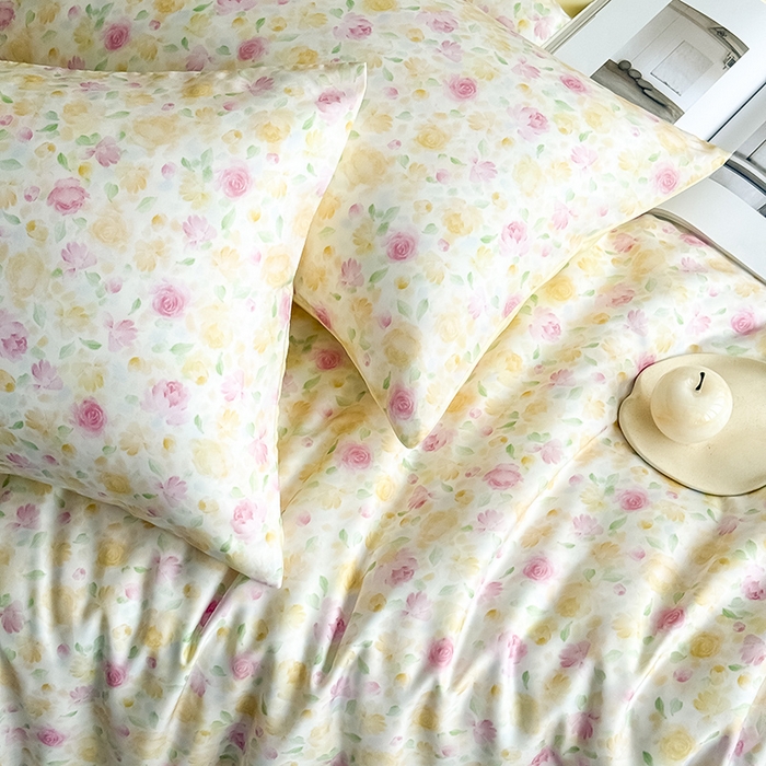 91家纺网 家纺一手货源 找家纺 Mr.pig猪先生水洗棉 2026新款A类天丝莱赛尔数码印花四件套夏季凉感丝滑被套床单床上用品（展示价格为控价，实际价格请联系客服） 花漾甜心