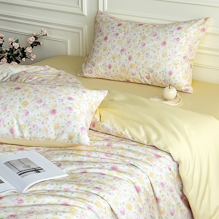 91家纺网 家纺一手货源 找家纺 Mr.pig猪先生水洗棉 2026新款A类天丝莱赛尔数码印花四件套夏季凉感丝滑被套床单床上用品（展示价格为控价，实际价格请联系客服） 花漾甜心