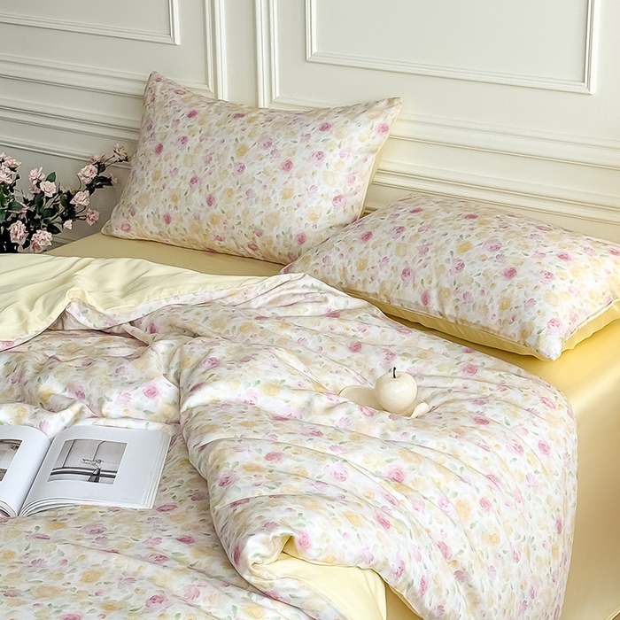 91家纺网 家纺一手货源 找家纺 Mr.pig猪先生水洗棉 2026新款A类天丝莱赛尔数码印花四件套夏季凉感丝滑被套床单床上用品（展示价格为控价，实际价格请联系客服） 花漾甜心