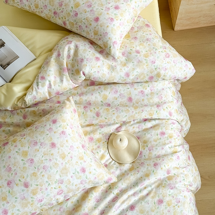 91家纺网 家纺一手货源 找家纺 Mr.pig猪先生水洗棉 2026新款A类天丝莱赛尔数码印花四件套夏季凉感丝滑被套床单床上用品（展示价格为控价，实际价格请联系客服） 花漾甜心