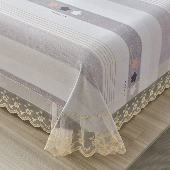 91家纺网 家纺一手货源 找家纺 星窝家纺 2026新款花边老粗布凉席三件套 星辰-灰